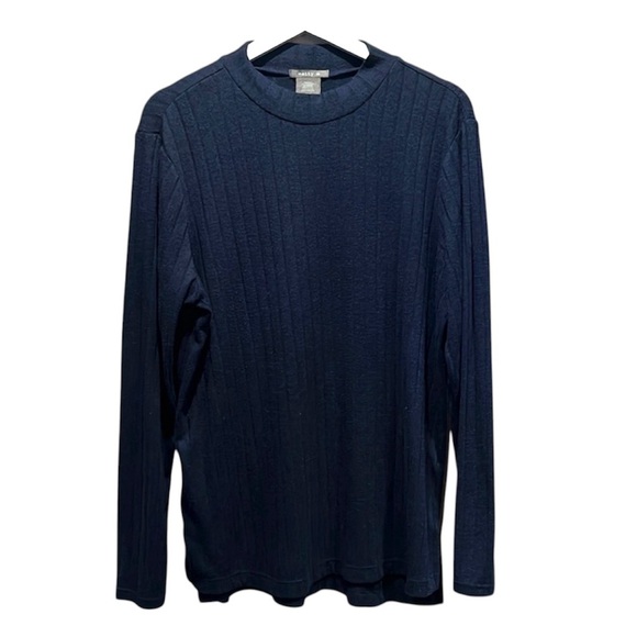 Matty M Women’s Midnight Blue Ribbed Knit Mockneck Sweater Size XL - Picture 1 of 7